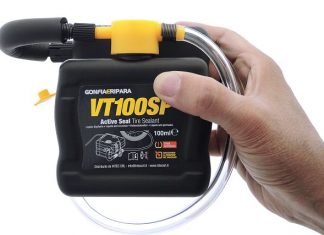 Nuovo kit super compatto GONFIA E RIPARA VT100 INTEC-Gonfia e Ripara VT100 compressore riparazione gomme pneumatici moto forature